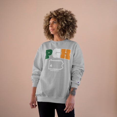 PGH Series Irish Flag - St. Patty's Day - Champion Crewneck Sweatshirt Sweatshirt Printify   