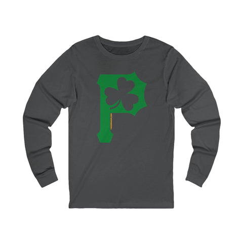 St. Patty's Day Clover - P for Pittsburgh Series - Long Sleeve Tee Long-sleeve Printify S Asphalt