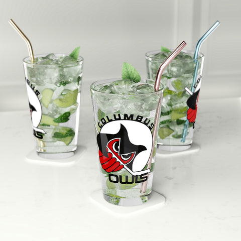 Columbus Owls Pint Glass  Vintage Ice Hockey   