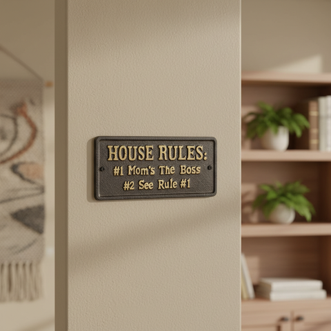 Charming Cast Iron Plaque: House Rules - Vintage Home Accent