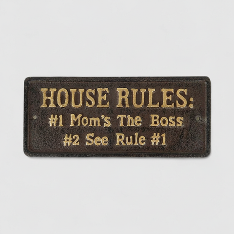 Charming Cast Iron Plaque: House Rules - Vintage Home Accent
