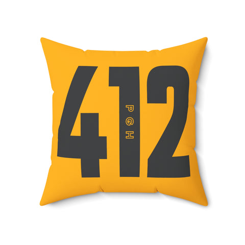 412 City Code Throw Pillow — Yellow Pittsburgh Number Accent Pillow