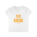 Play Renegade Distressed Graphic - Ladies' V-Neck T-Shirt V-neck Printify S White