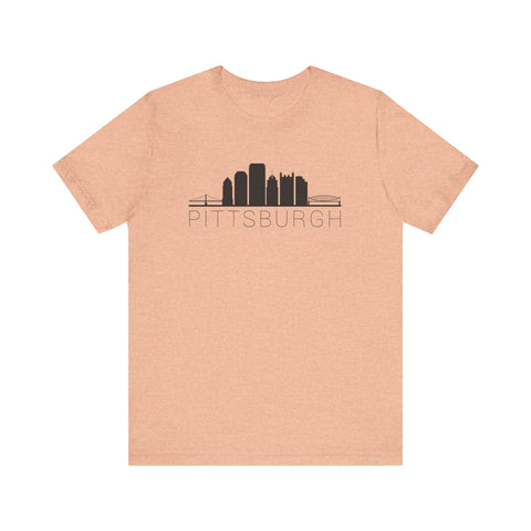 Pittsburgh Downtown Skyline Simplistic Design T-Shirt  - Unisex bella+canvas 3001 T-Shirt Printify Heather Peach S 