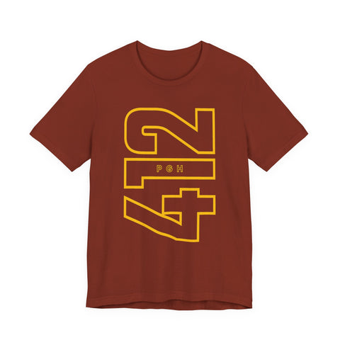 412 Bold Vertical Number Tee — Minimalist Monochrome Graphic T-Shirt