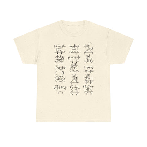 Pittsburgh Bridges Doodle - Unisex Heavy Cotton Tee