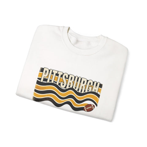 Pittsburgh Wavy Football Crewneck Sweatshirt