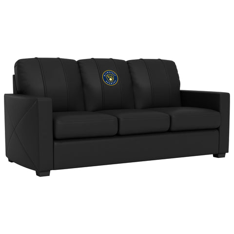 Silver Sofa with Milwaukee Brewers Primary Logo
