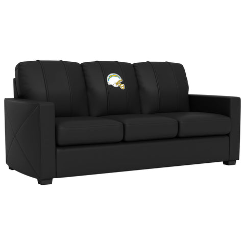 Silver Sofa with  Los Angeles Chargers Helmet Logo