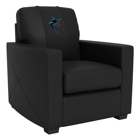 Silver Club Chair with Miami Marlins Alternate Logo Panel