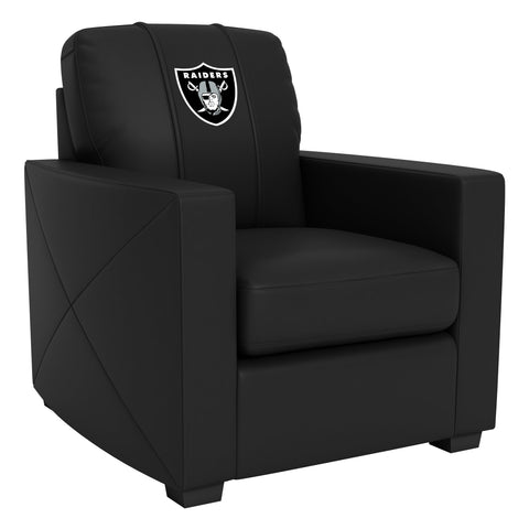 Silver Club Chair with  Las Vegas Raiders Primary Logo