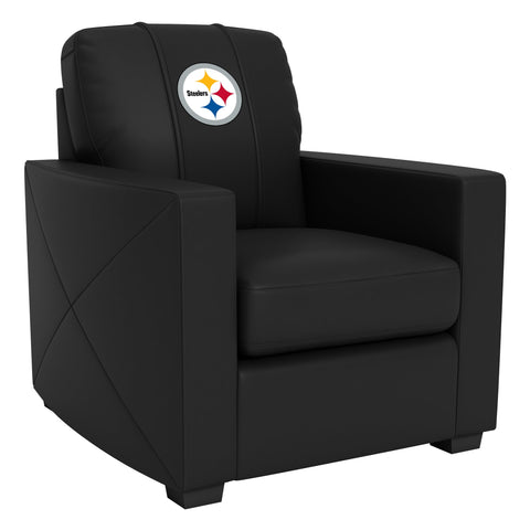 Silver Club Chair with  Pittsburgh Steelers Primary Logo NFL Furniture Zipchair   