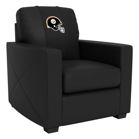 Silver Club Chair with  Pittsburgh Steelers Helmet Logo NFL Furniture Zipchair   