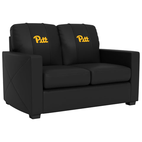 Silver Loveseat with Pittsburgh Panthers Secondary Logo Collegiate Furniture Zipchair   