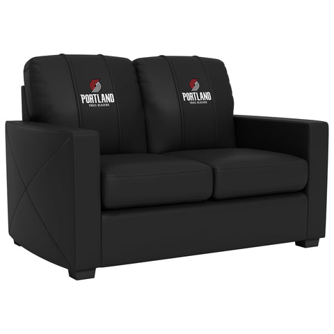 Silver Loveseat with Portland Trailblazers Secondary Logo