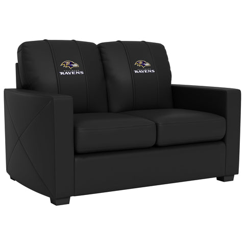 Silver Loveseat with Baltimore Ravens Secondary Logo