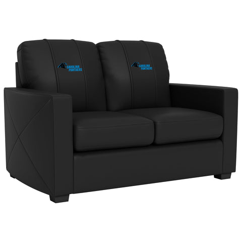 Silver Loveseat with  Carolina Panthers Secondary Logo