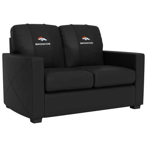 Silver Loveseat with  Denver Broncos Secondary Logo