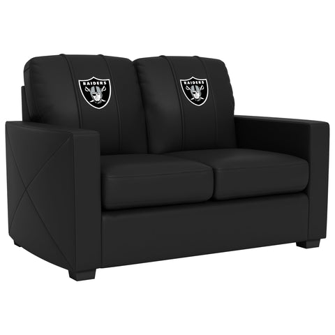 Silver Loveseat with  Las Vegas Raiders Primary Logo