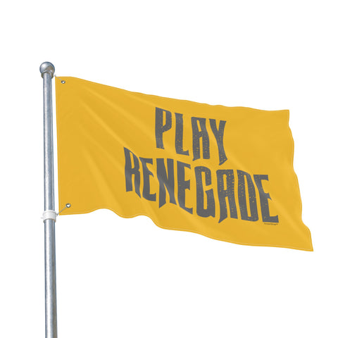 Play Renegade Distressed Graphic  - Double Sided Yellow Flag with Black