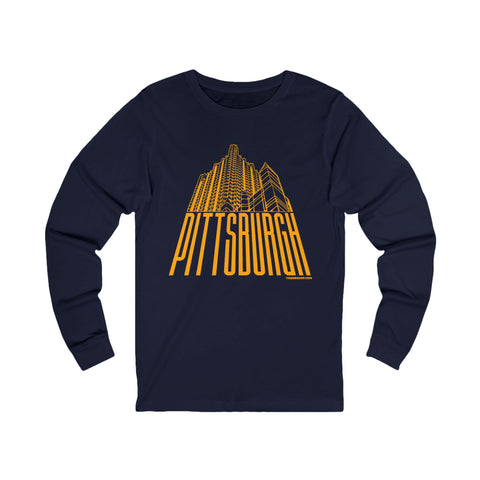 Steel Building Pittsburgh T-Shirt - Long Sleeve Tee Long-sleeve Printify S Navy