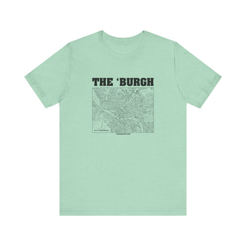 The 'Burgh Retro Map   - Short Sleeve Tee T-Shirt Printify Heather Mint S 