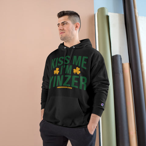 Kiss Me, I'm Yinzer - St Patty's Day - Champion Hoodie Hoodie Printify   