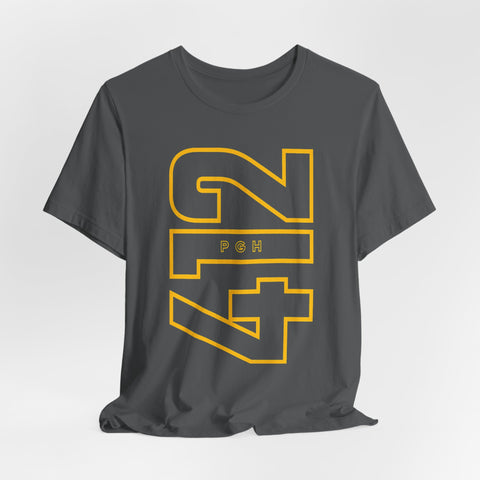 412 Bold Vertical Number Tee — Minimalist Monochrome Graphic T-Shirt