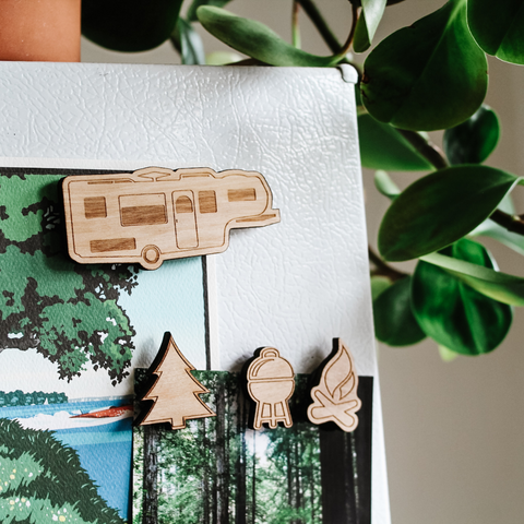 5th Wheel Travel Camper and Camping Magnets, Pack of 4