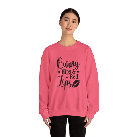 Curvy Hips & Red Lips (Pittsburgh Sarcasm Series) - Heavy Blend™ Crewneck Sweatshirt