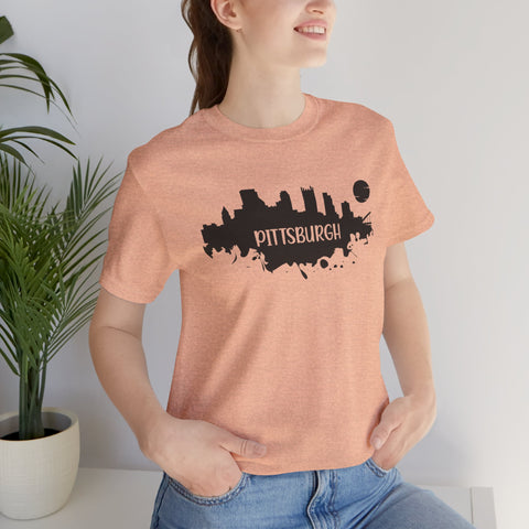 Pittsburgh Splash Skyline T-Shirt  - Unisex bella+canvas 3001 T-Shirt Printify   