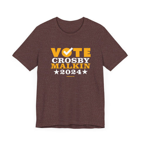 Vote Crosby Malkin 2024 - Election - Short Sleeve Tee T-Shirt Printify Heather Maroon XS