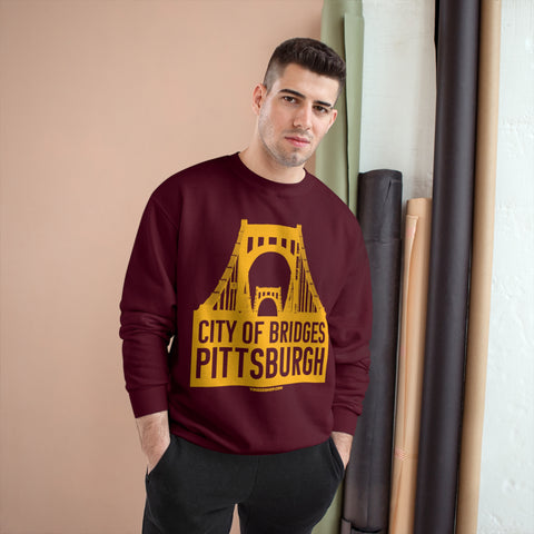 Pittsburgh, City of Bridges - Champion Crewneck Sweatshirt Sweatshirt Printify   