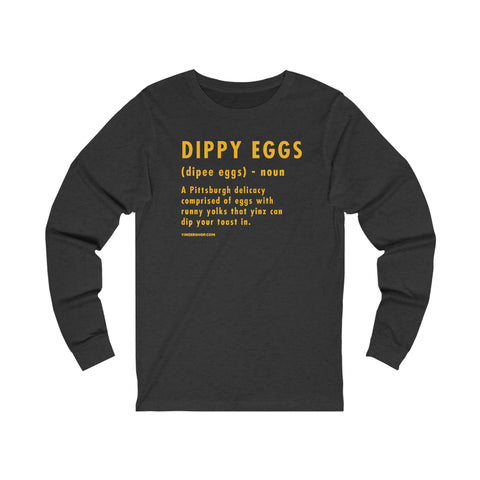 Pittsburghese Definition Series - Dippy Eggs - Long Sleeve Tee Long-sleeve Printify XS Dark Grey Heather 