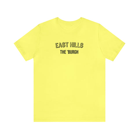 East Hills  - The Burgh Neighborhood Series - Unisex Jersey Short Sleeve Tee T-Shirt Printify Yellow S 