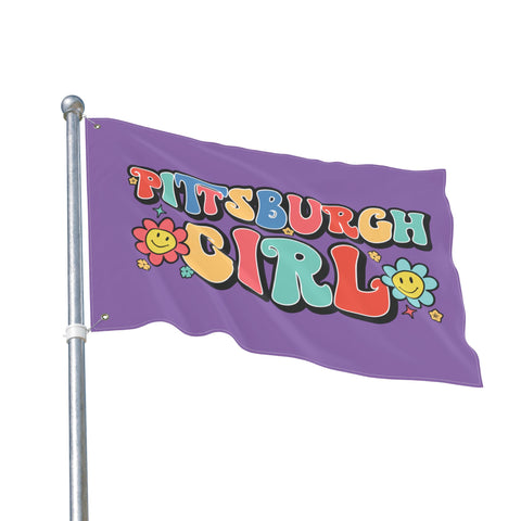 Retro Pittsburgh Girl - Double Sided Flag