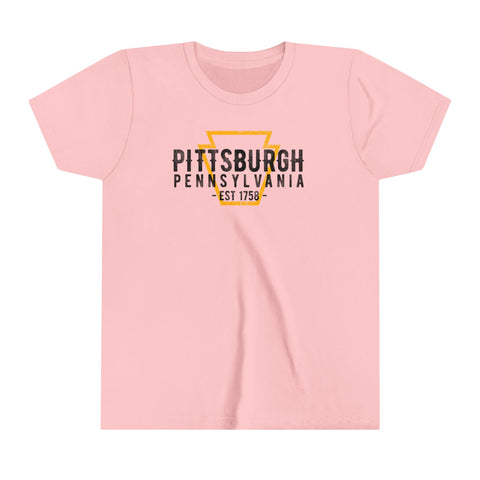 Pittsburgh PA Keystone - Youth Short Sleeve Tee Kids clothes Printify Pink S