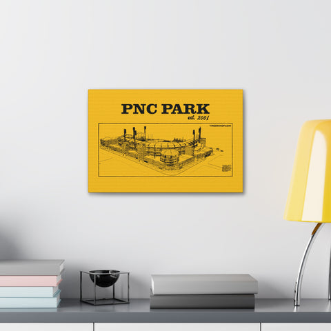PNC Park - 2001 - Retro Schematic - Canvas Gallery Wrap Wall Art Canvas Printify   