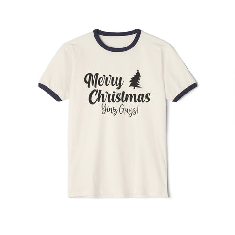 Merry Christmas Yinz! - Unisex Cotton Ringer T-Shirt