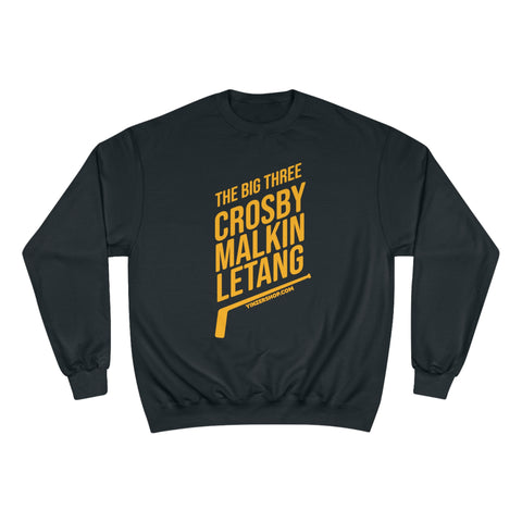 The Big Three - Crosby, Malkin, Letang - Hockey - Champion Crewneck Sweatshirt Sweatshirt Printify Black S 