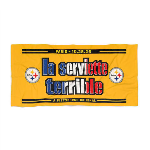 Pittsburgh Steelers French Flag Towel – "La Serviette Terrible" - Beach Towel