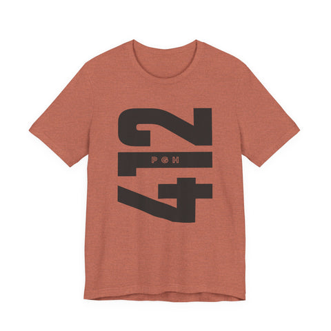 412 Bold Vertical Number Tee — Minimalist Monochrome Graphic T-Shirt