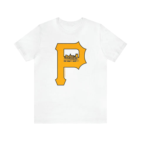 Pittsburgh Skyline - P for Pittsburgh Series - Short Sleeve Tee T-Shirt Printify White S 