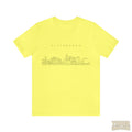Pittsburgh One Line Drawing of Skyline T-Shirt  - Unisex bella+canvas 3001 T-Shirt Printify Yellow S 