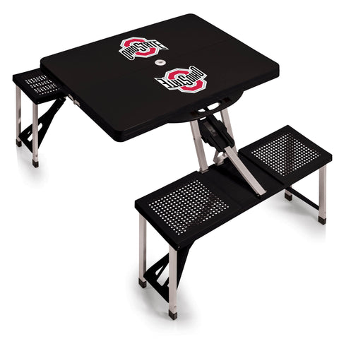 Ohio State Buckeyes - Picnic Table Portable Folding Table with Seats  Picnic Time Family of Brands Black  