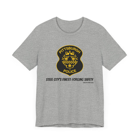 Steel City’s Finest: Forging Safety Pittsburgh Police Department Badge T-Shirt T-Shirt Printify Athletic Heather S