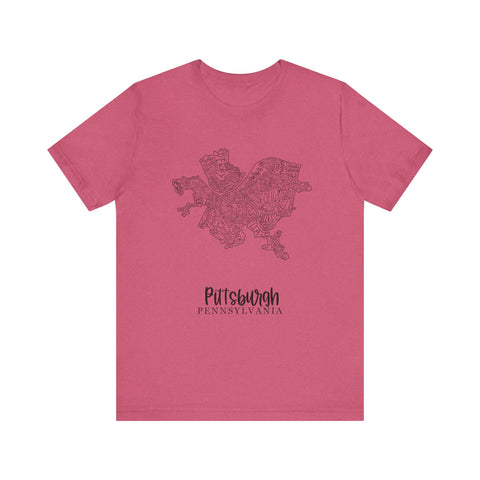 Pittsburgh Neighborhoods Map Short Sleeve T-Shirt