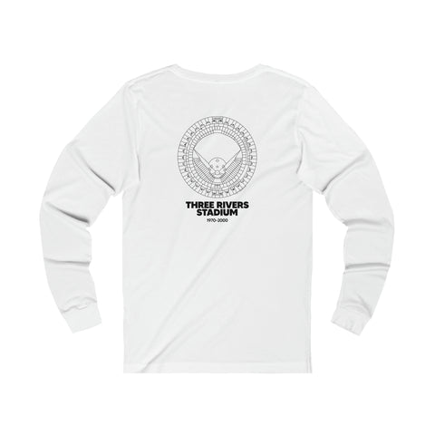 Pittsburgh Pirates Three Rivers Stadium Long Sleeve T-Shirt Print on Back w/ Small Logo Long-sleeve Printify   