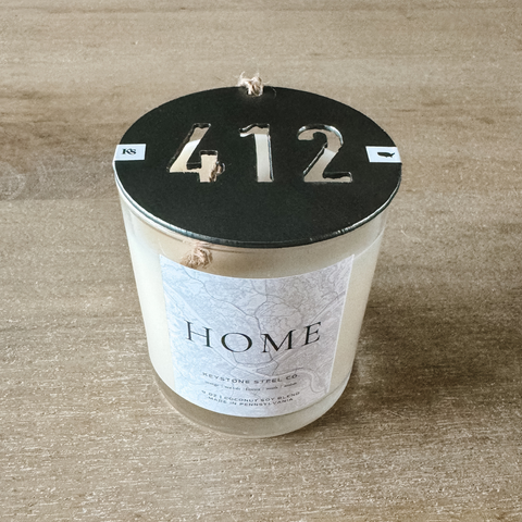 Pittsburgh 'Home' Candle + '412' Steel Ornament Set Candles Keystone Steel Co.   