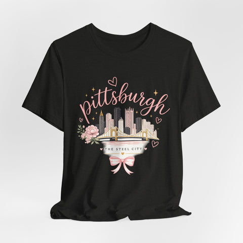 Pittsburgh Girly Bow Pink T-Shirt
